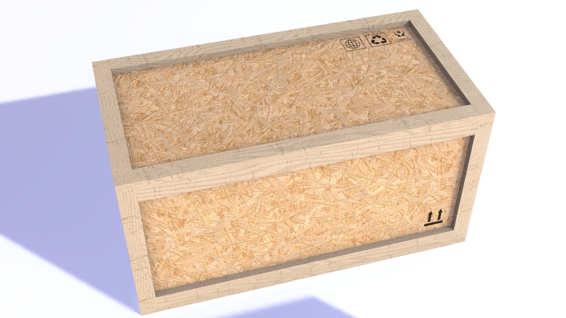 PBR Wooden Shipping Crate Osb Low-poly 3D model_14