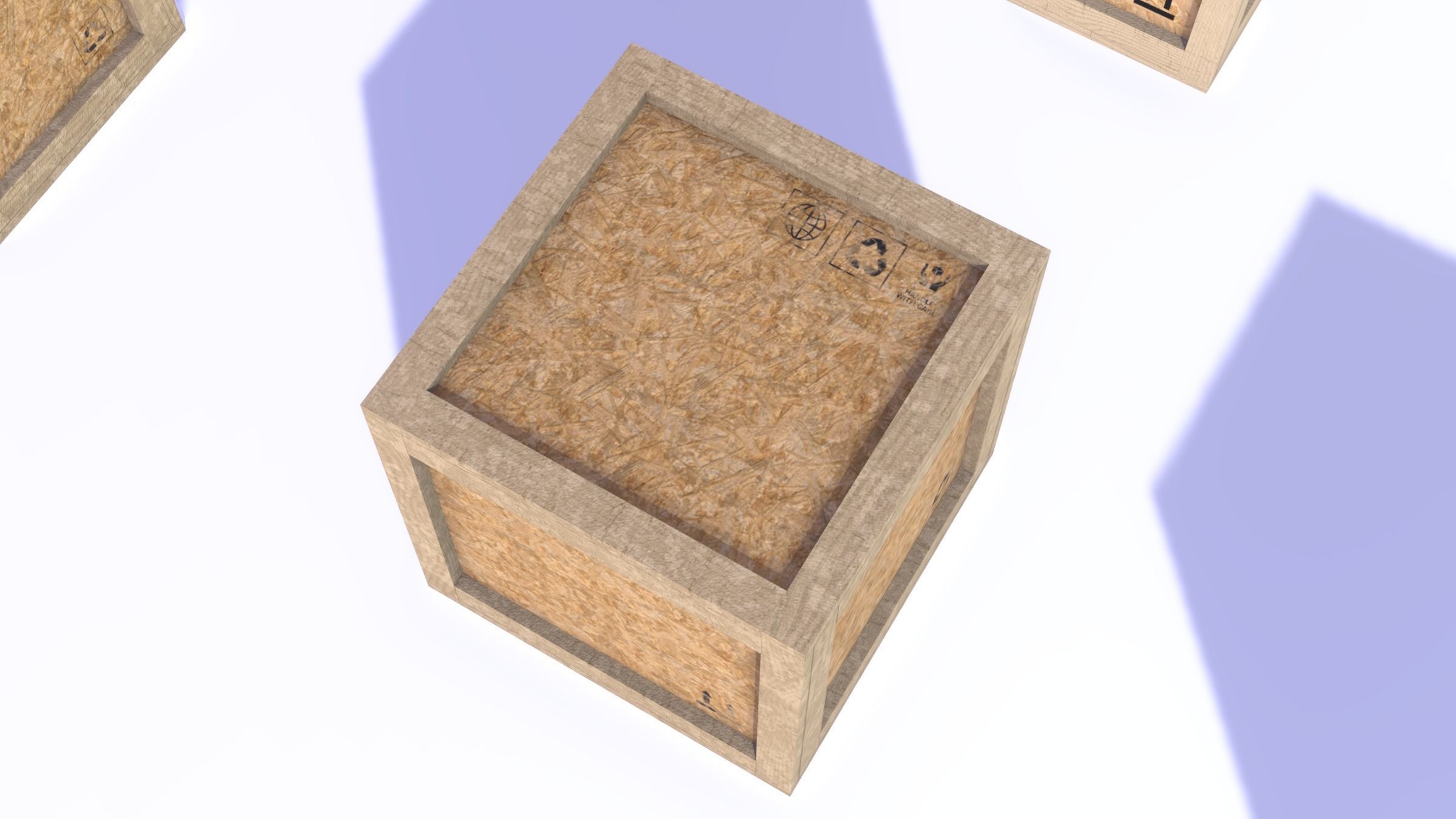 PBR Wooden Shipping Crate Osb Low-poly 3D model_16