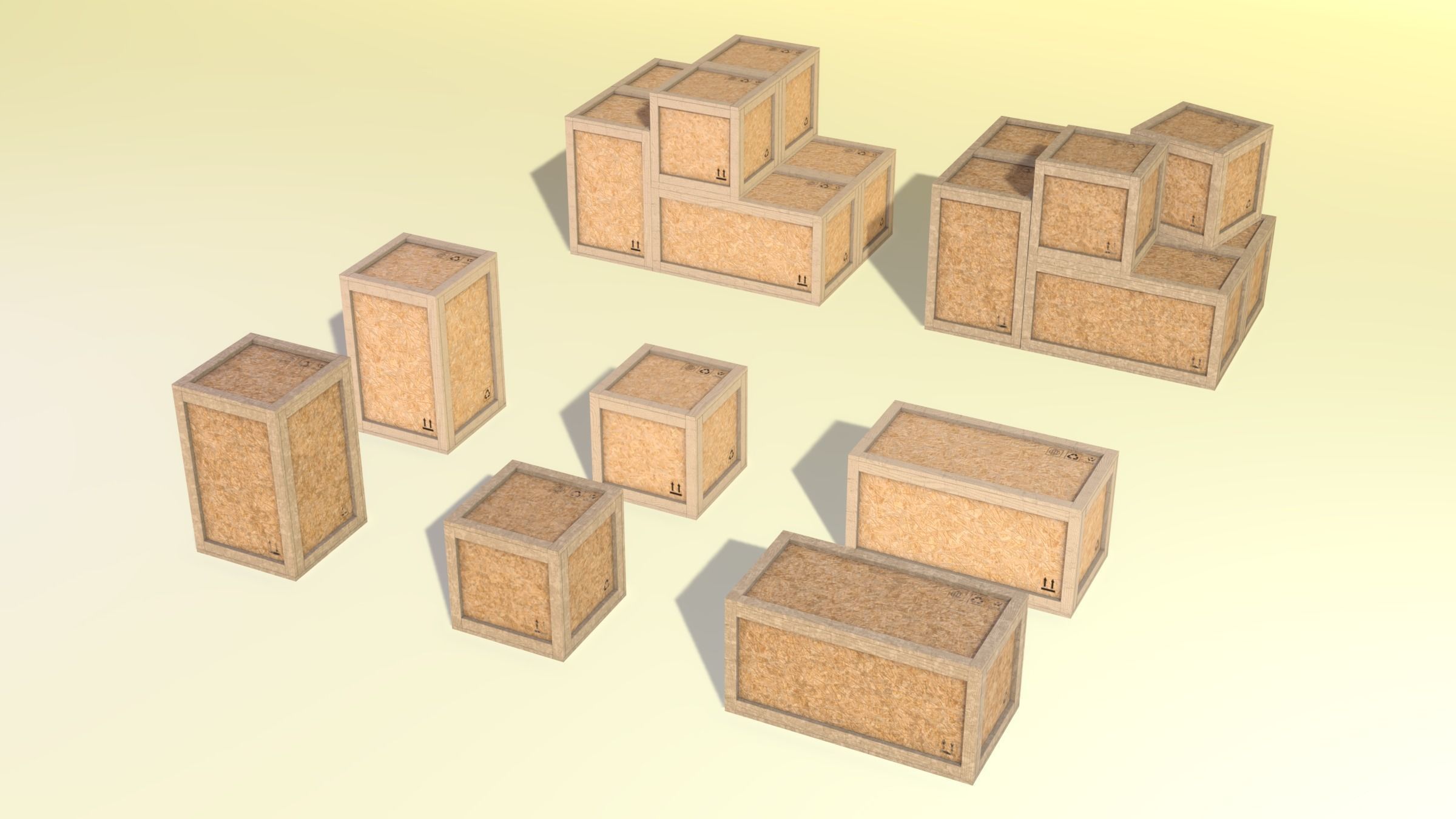 PBR Wooden Shipping Crate Osb Low-poly 3D model_1