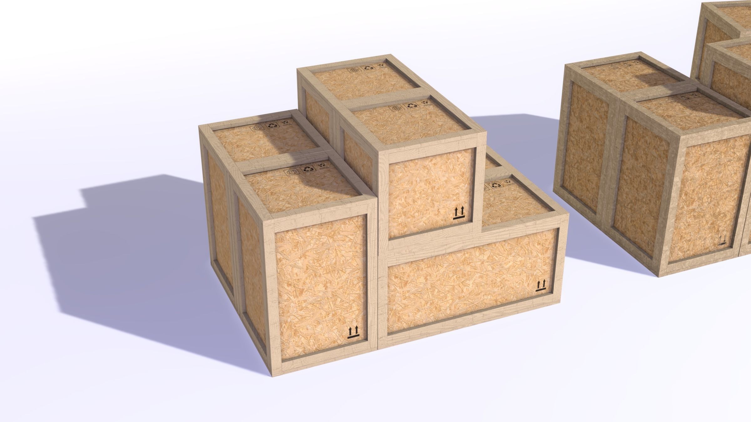PBR Wooden Shipping Crate Osb Low-poly 3D model_2