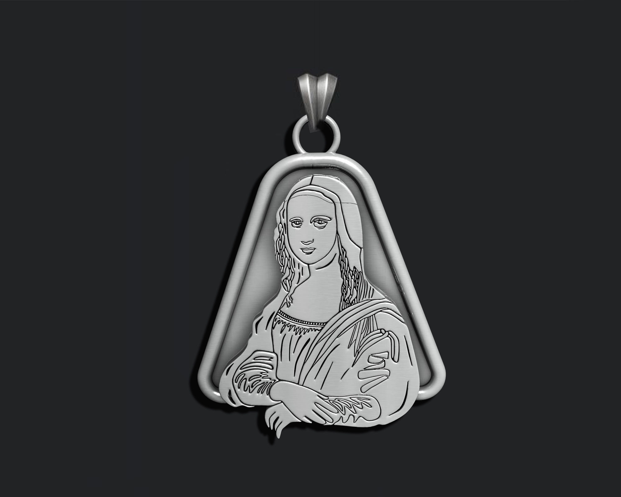 Mona Lisa PENDANT 3D print model_9