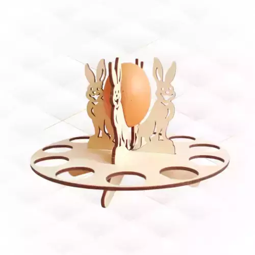 Easter Bunny egg holder svg dxf 3D puzzle for laser cut 3D print model