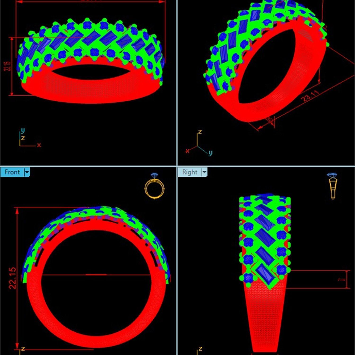 Women Band Ring STL OBJ FBX Renders Details 3D print model_16