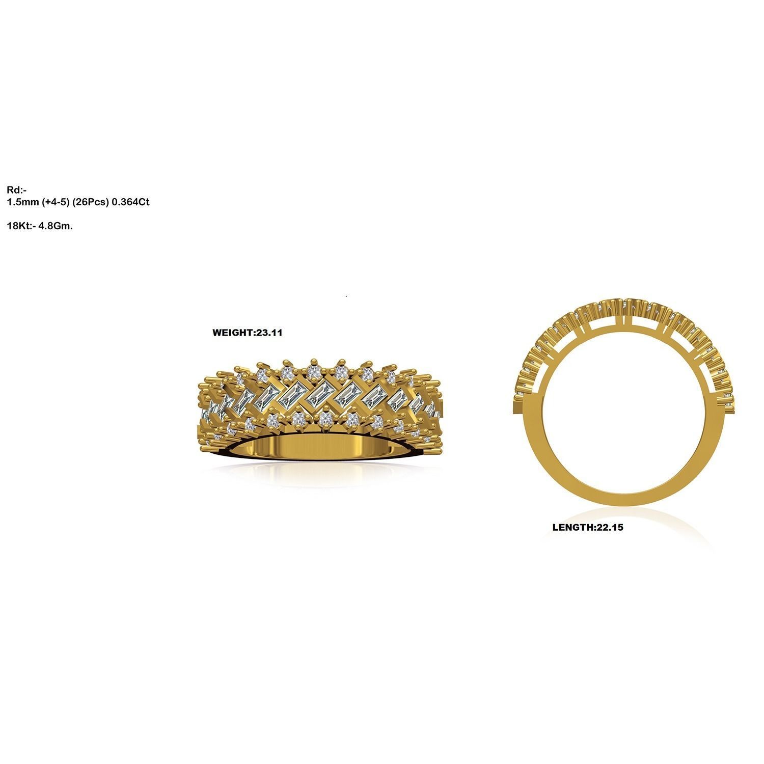 Women Band Ring STL OBJ FBX Renders Details 3D print model_19