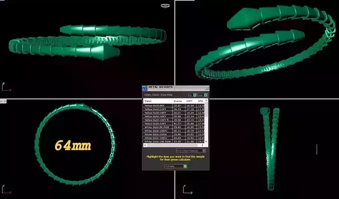 Snake bracelet print 3d  file