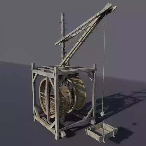 Medieval treadwheel crane