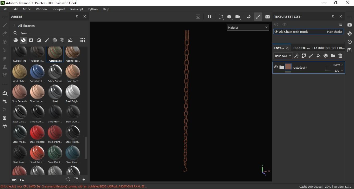Old Chain with Hook 3D Model Low-poly 3D model_6