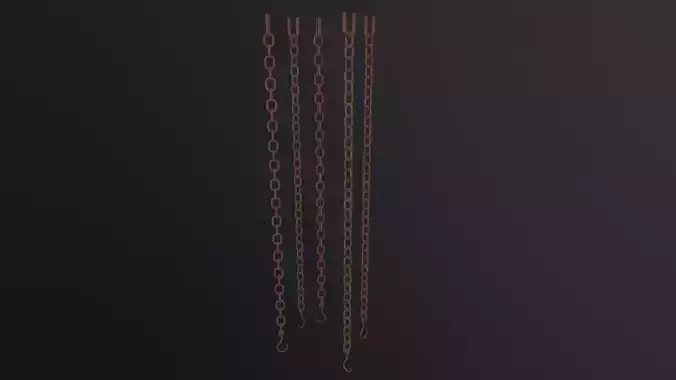 Old Chain with Hook 3D Model Low-poly 3D model