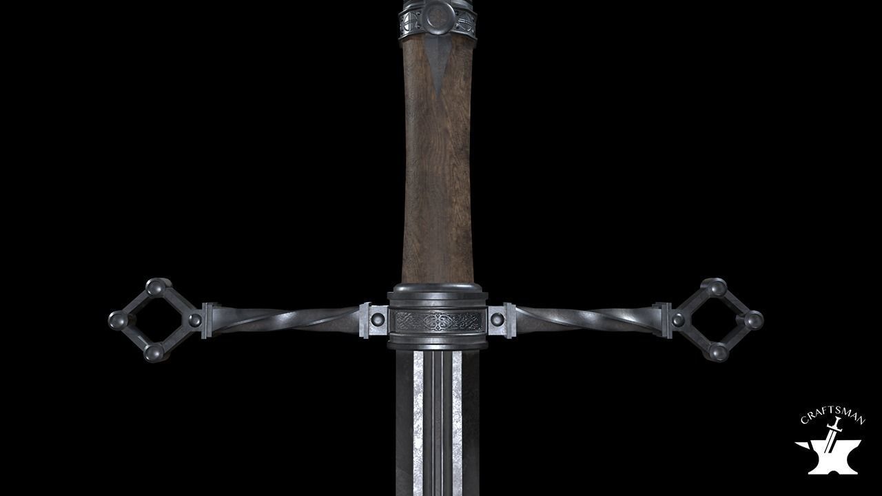Medieval Realistic Long Sword Low-poly 3D model_10