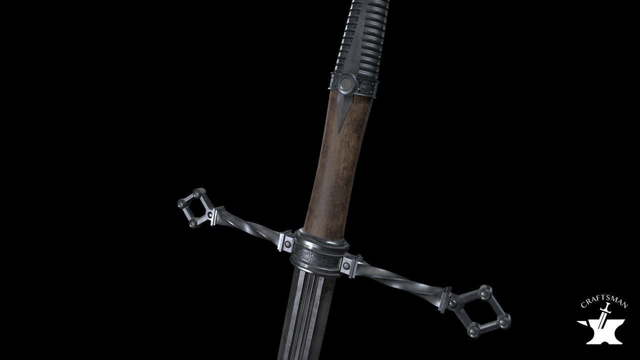 Medieval Realistic Long Sword Low-poly 3D model_5