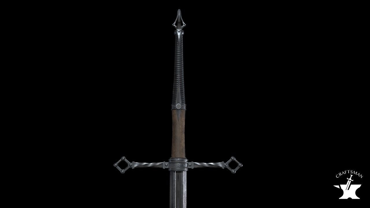 Medieval Realistic Long Sword Low-poly 3D model_1