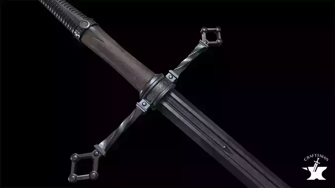 Medieval Realistic Long Sword Low-poly 3D model