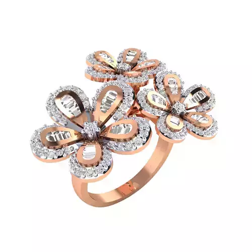 Women Flower Ring STL OBJ FBX Renders Details