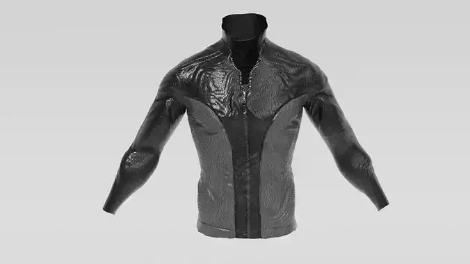 Mens Clothing Black Leather Biker Jacket Low-poly 3D model