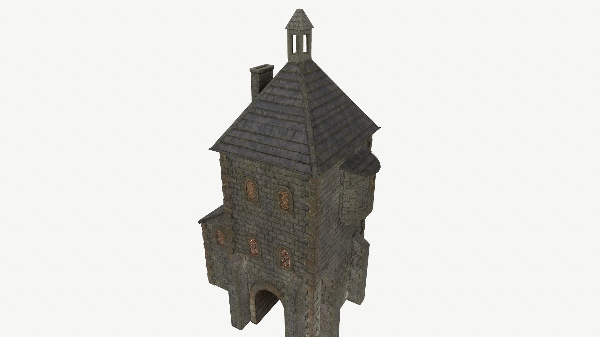 Medieval watchtower Low-poly 3D model_9