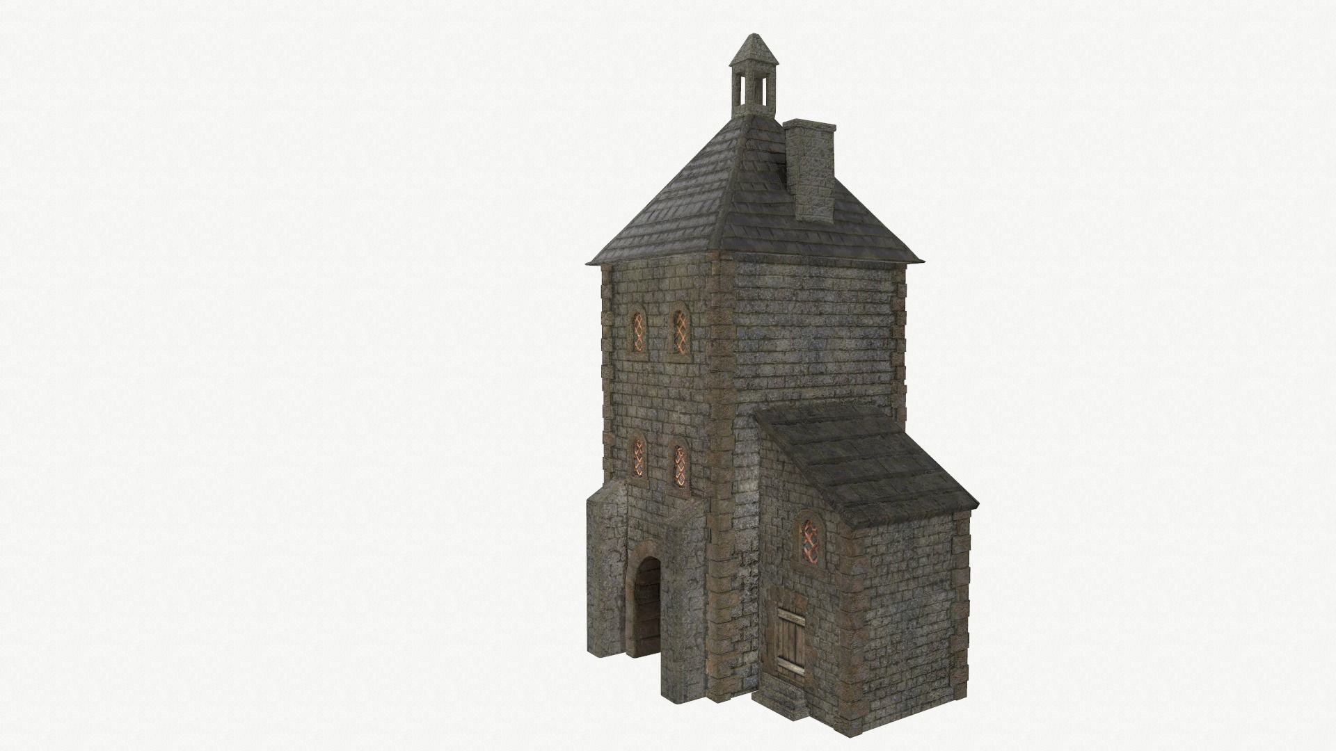 Medieval watchtower Low-poly 3D model_6