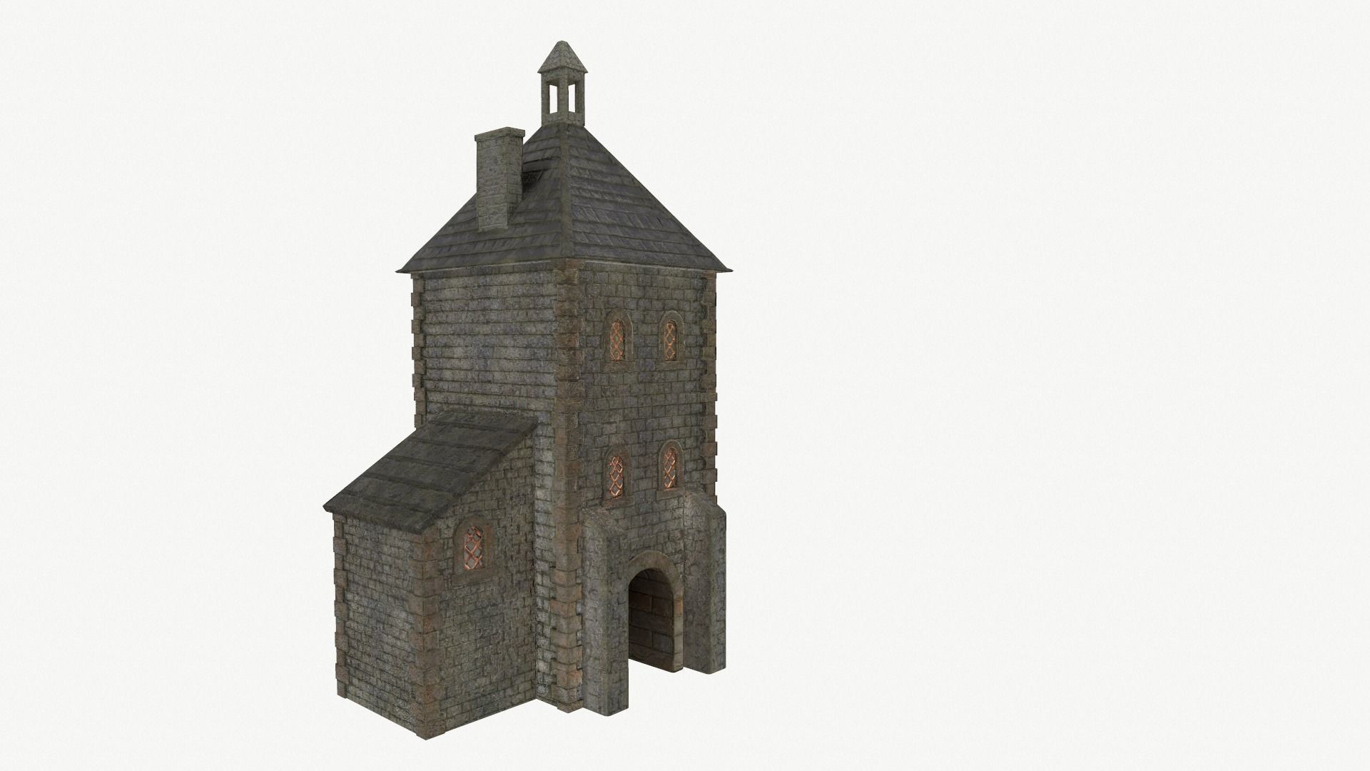 Medieval watchtower Low-poly 3D model_4