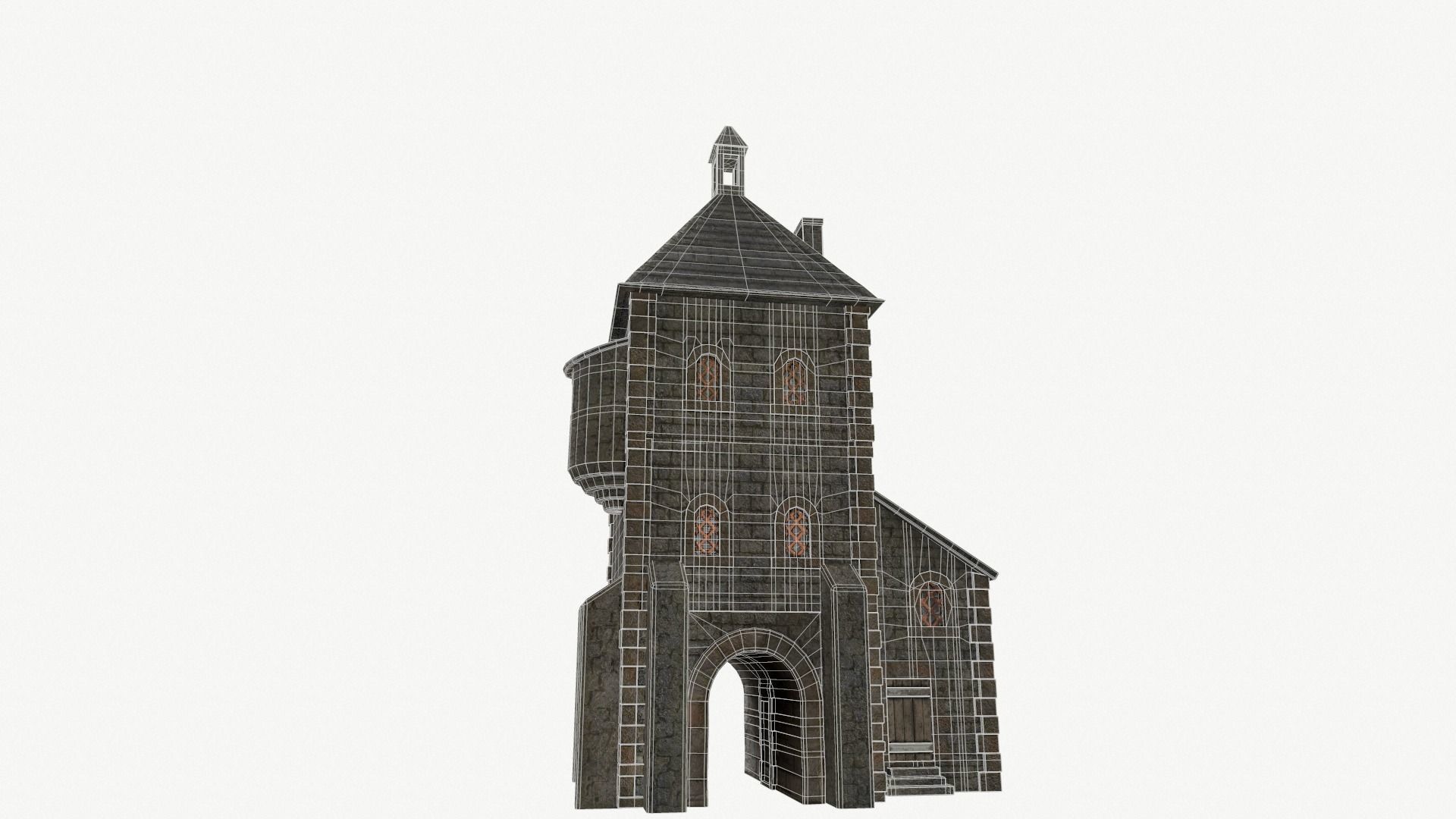 Medieval watchtower Low-poly 3D model_17