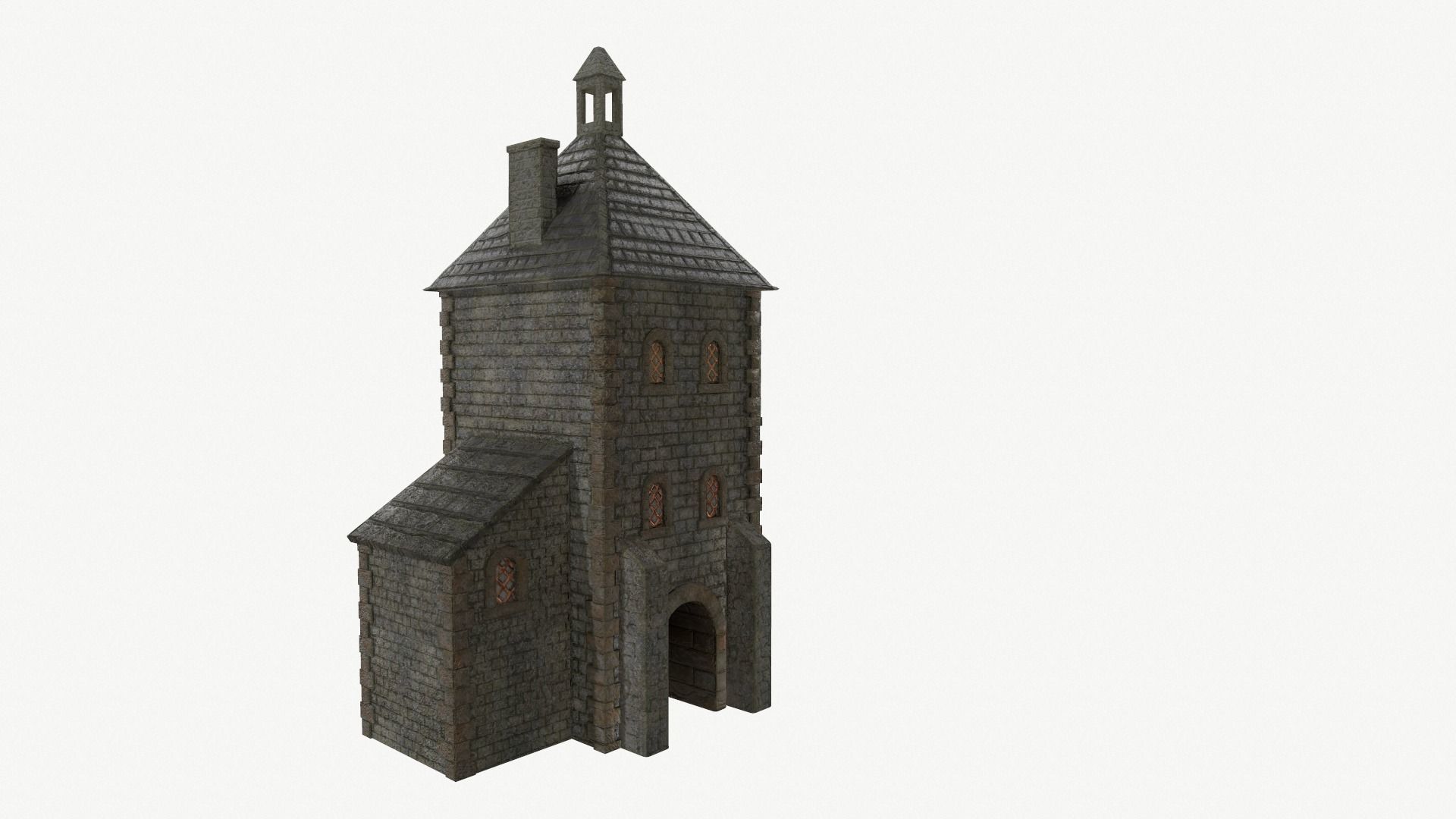 Medieval watchtower Low-poly 3D model_2