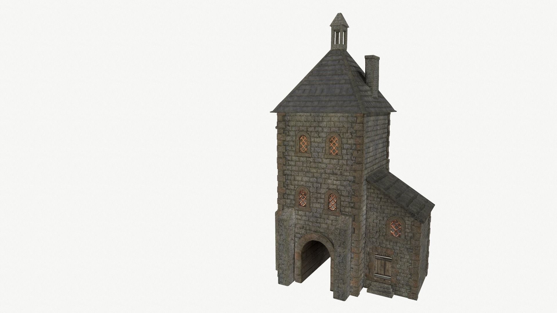 Medieval watchtower Low-poly 3D model_3