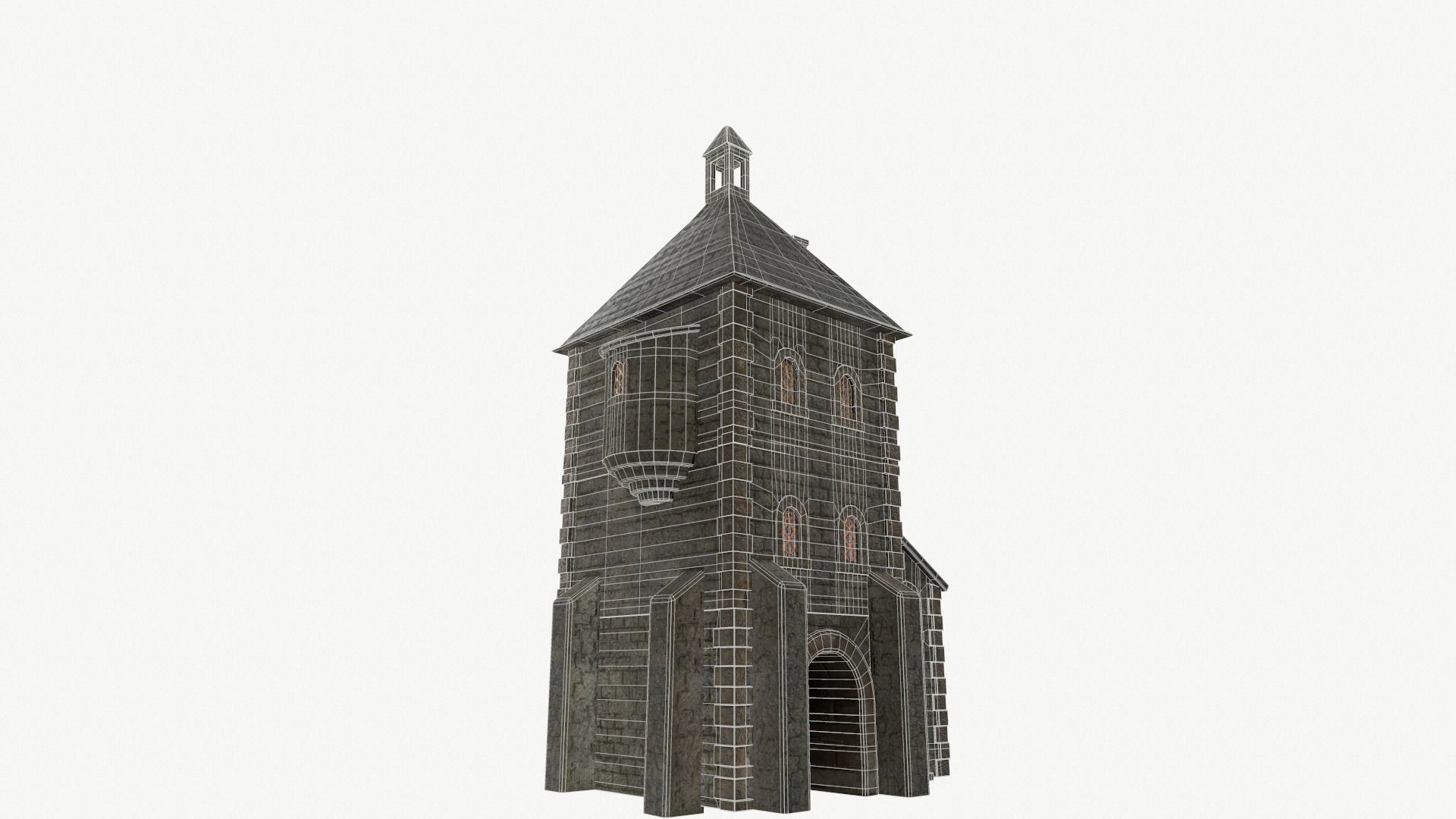 Medieval watchtower Low-poly 3D model_16