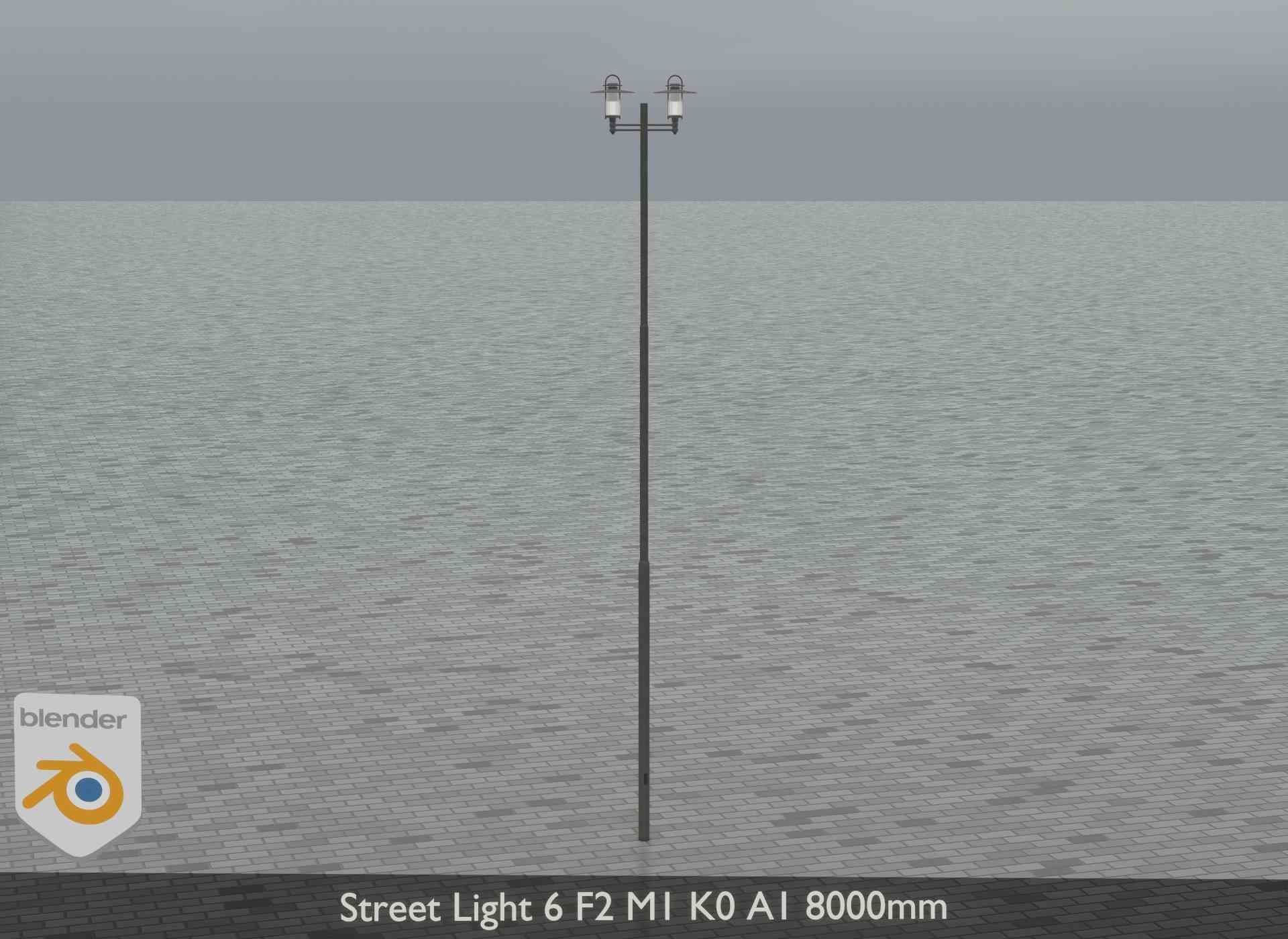Street Light 6 F2 M1 K0 A1 8000mm Low-poly 3D model_10