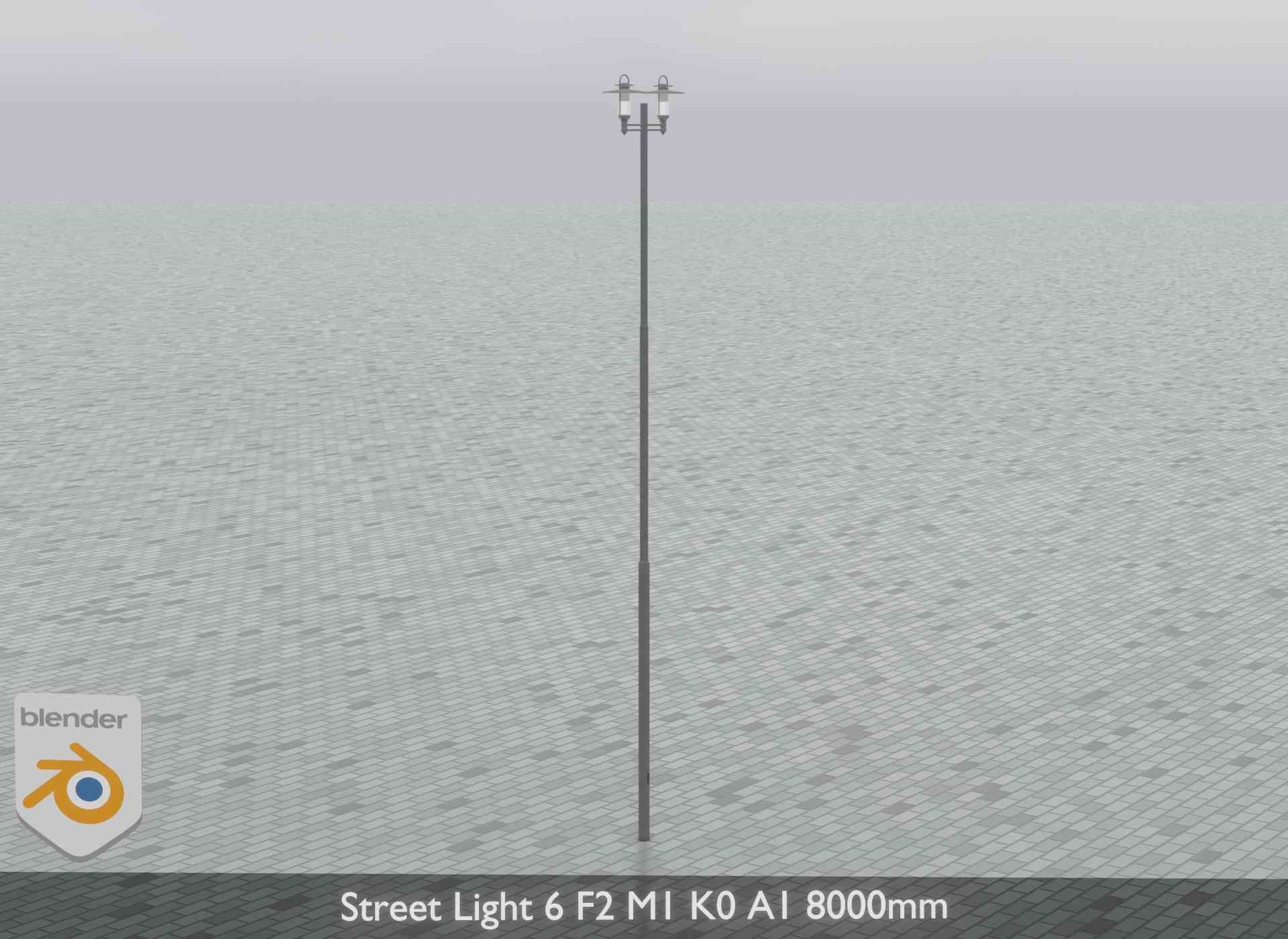 Street Light 6 F2 M1 K0 A1 8000mm Low-poly 3D model_8