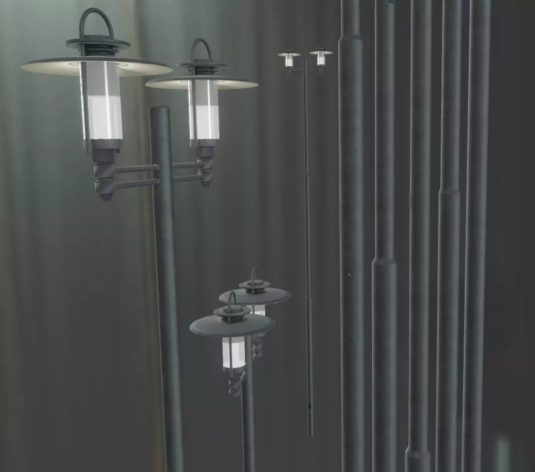 Street Light 6 F2 M1 K0 A1 8000mm Low-poly 3D model_0