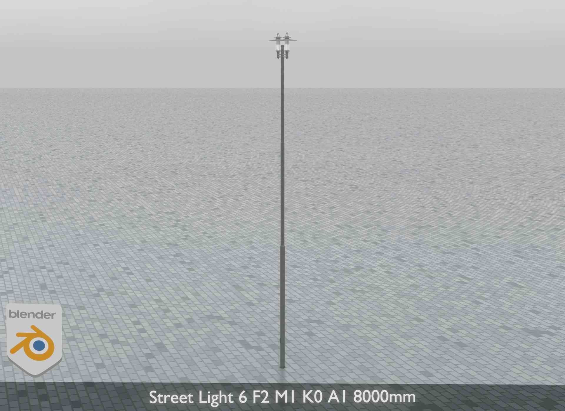 Street Light 6 F2 M1 K0 A1 8000mm Low-poly 3D model_5