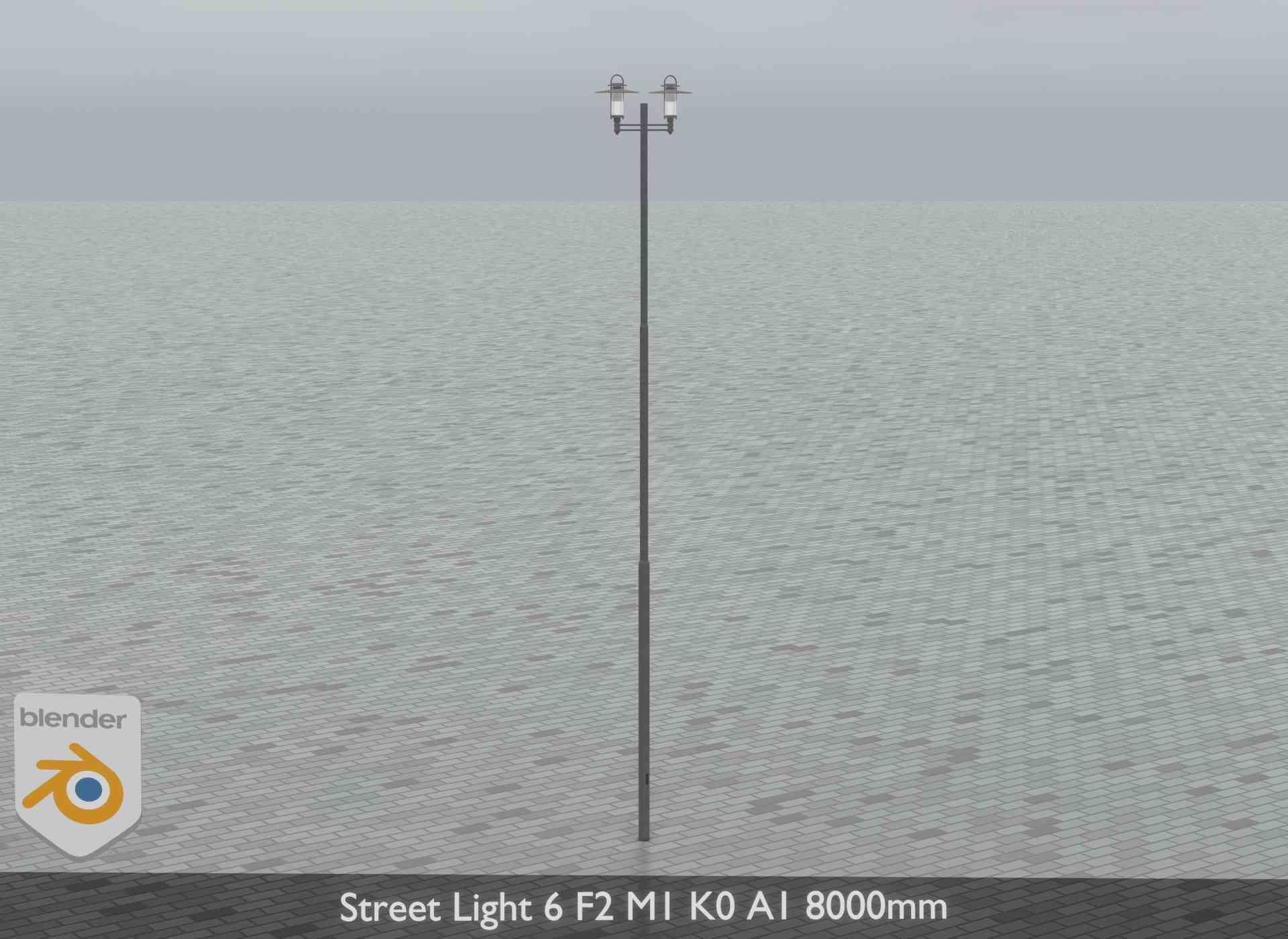 Street Light 6 F2 M1 K0 A1 8000mm Low-poly 3D model_9