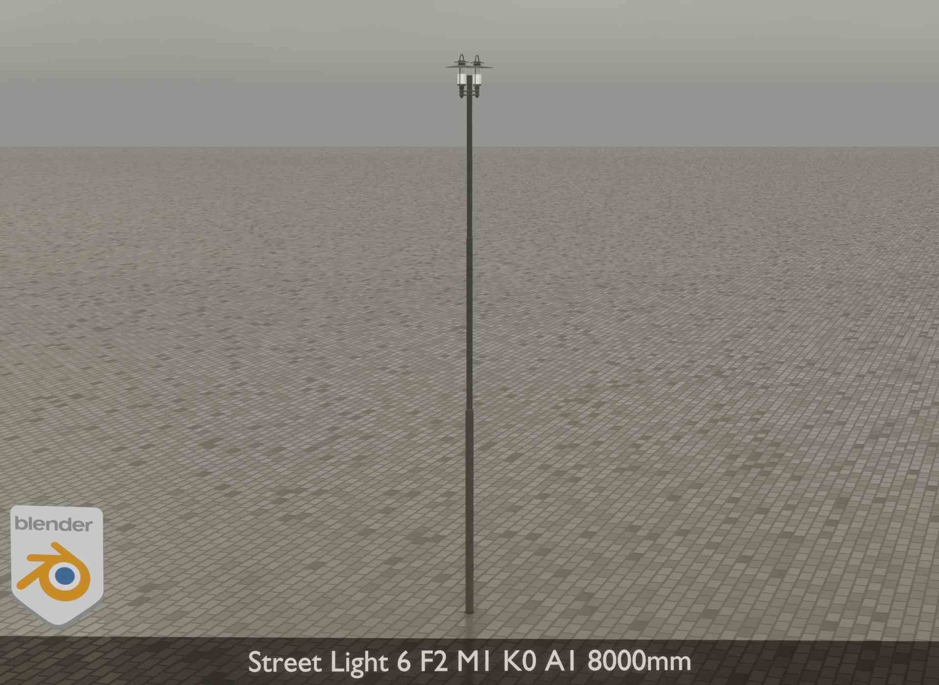 Street Light 6 F2 M1 K0 A1 8000mm Low-poly 3D model_17