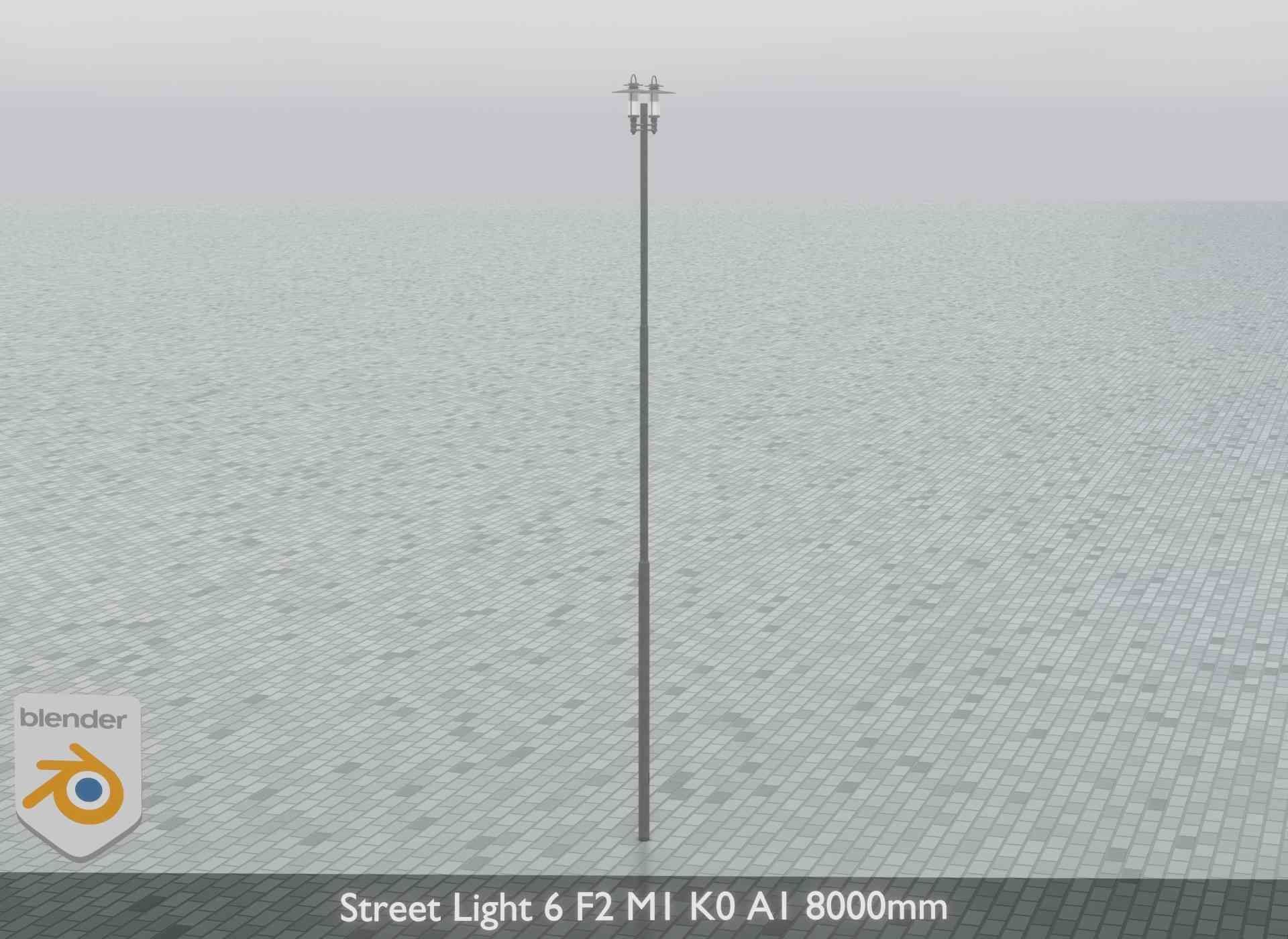 Street Light 6 F2 M1 K0 A1 8000mm Low-poly 3D model_7