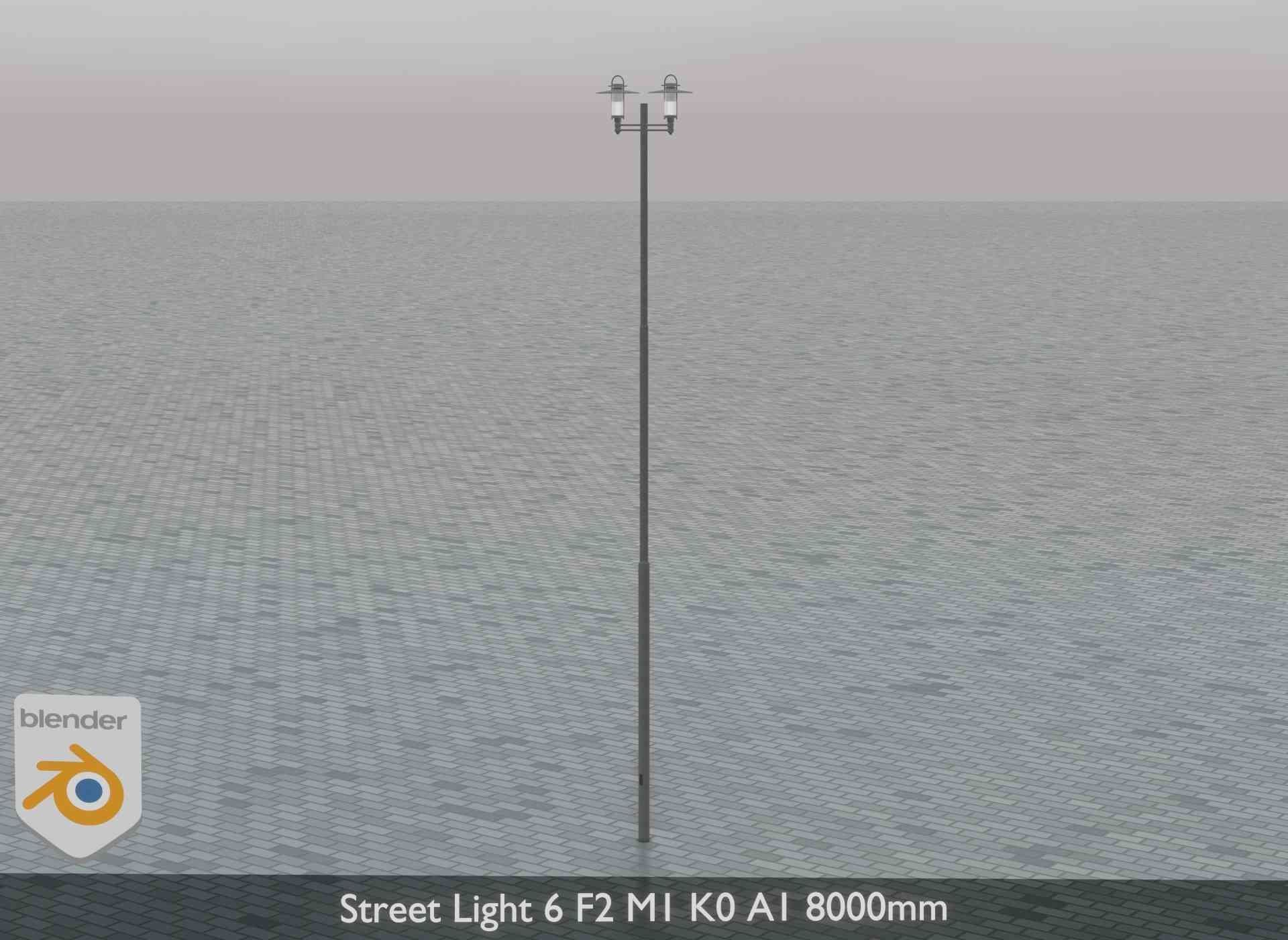 Street Light 6 F2 M1 K0 A1 8000mm Low-poly 3D model_3