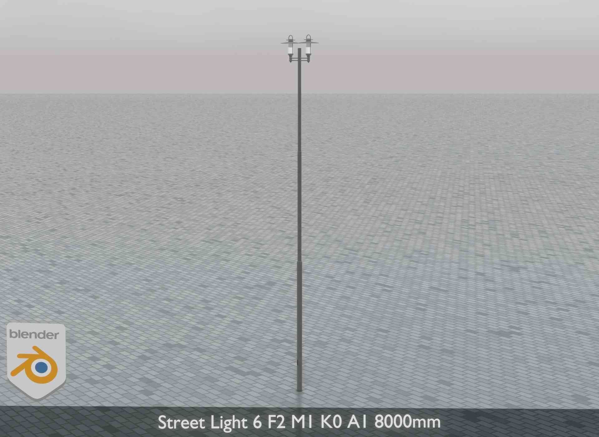 Street Light 6 F2 M1 K0 A1 8000mm Low-poly 3D model_4