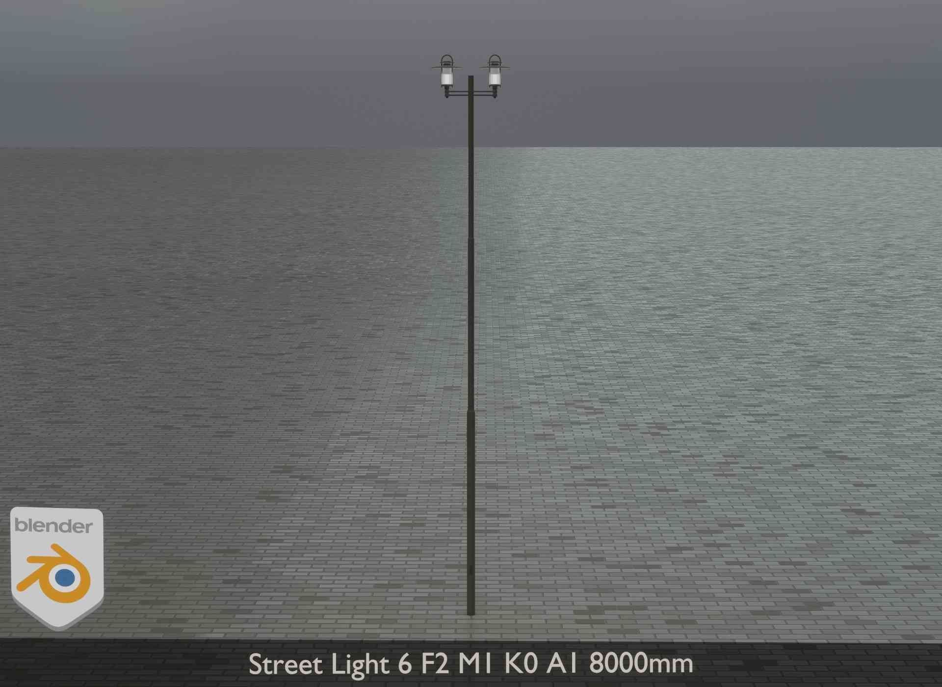 Street Light 6 F2 M1 K0 A1 8000mm Low-poly 3D model_11
