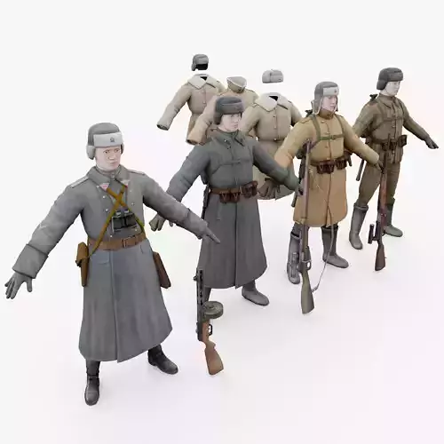 infantry USSR  Low-poly 3D model