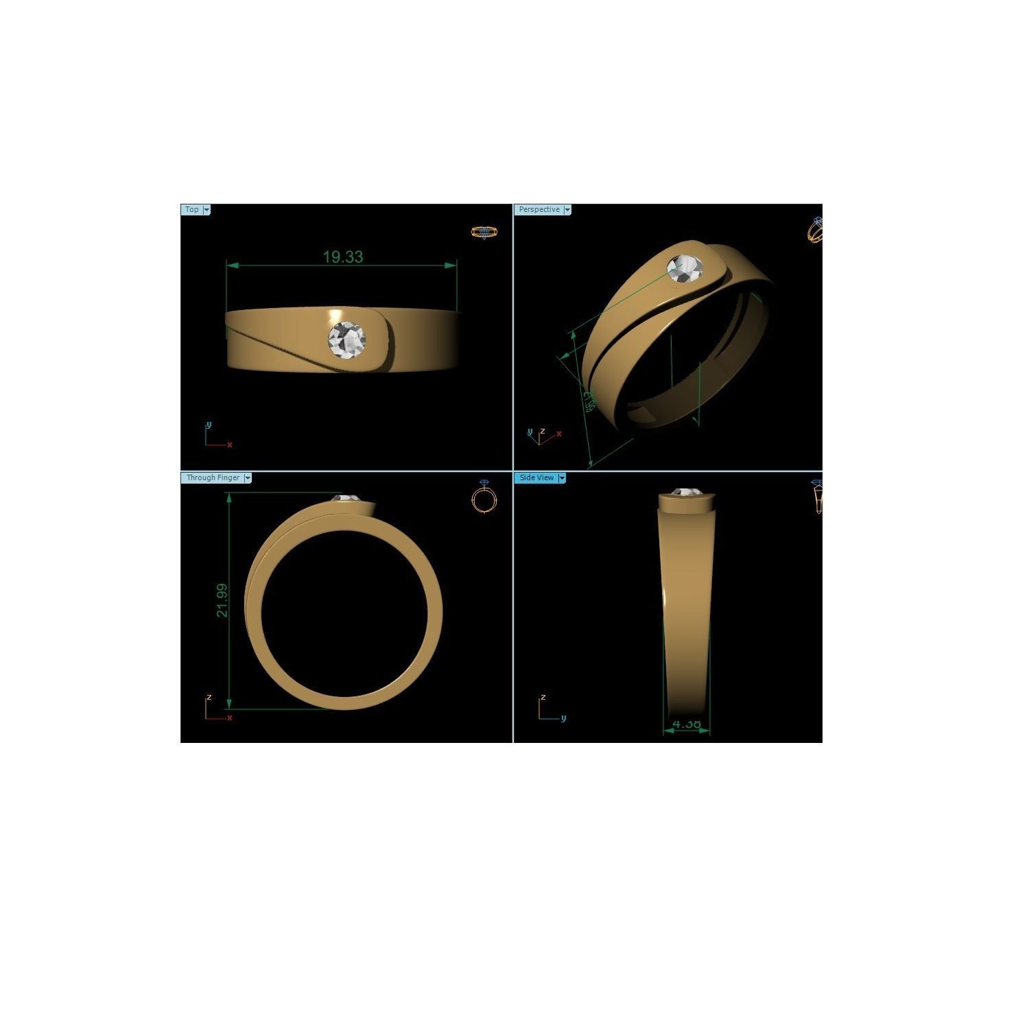 Women Solitaire Engagement Ring STL OBJ FBX Renders Details 3D print model_24