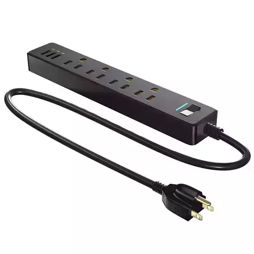 electrical extension black  cord 4 in one cable 3D model 