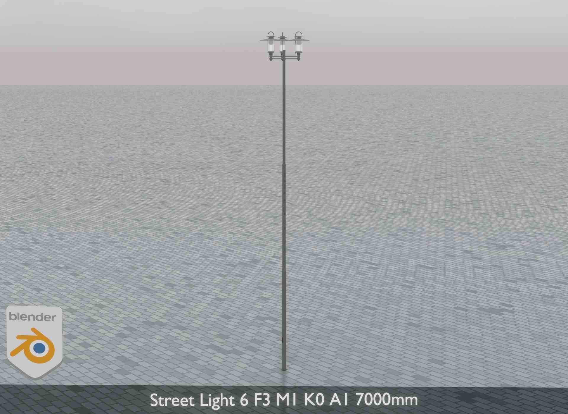 Street Light 6 F3 M1 K0 A1 7000mm Low-poly 3D model_3