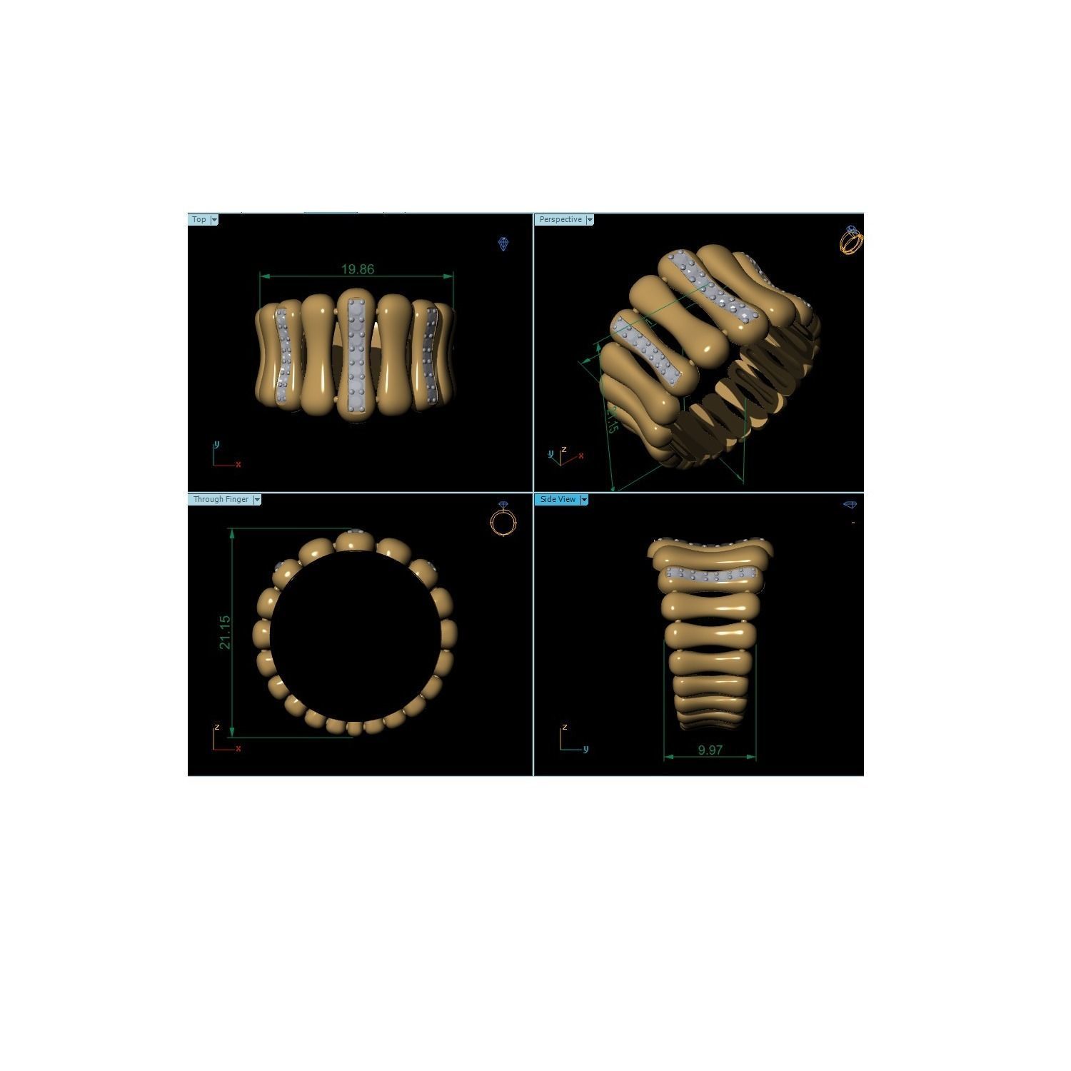  Women Heavy Ring STL OBJ FBX Renders Details 3D print model_25