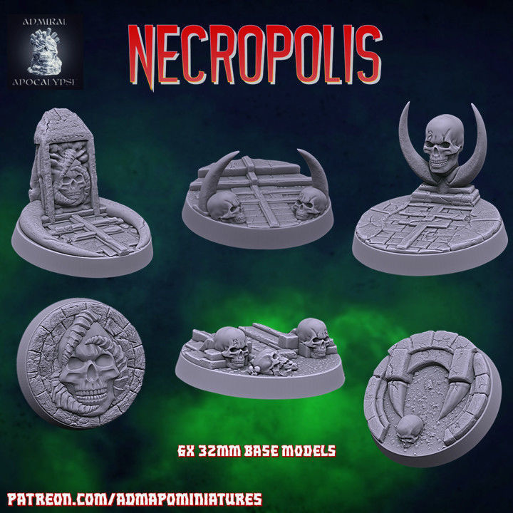 Necropolis Miniature Bases 3D print model_3