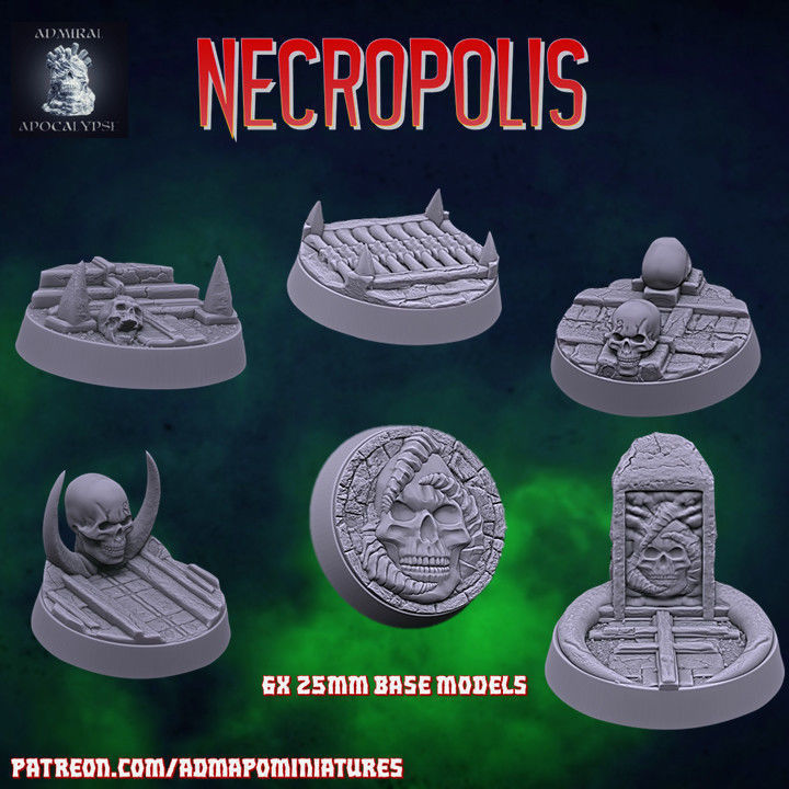 Necropolis Miniature Bases 3D print model_2