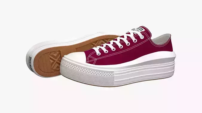 Chuck Taylor All Star Move Platform Low Top Maroon 3D model