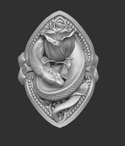Snake With Rose Ring 3D print model_0