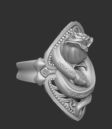 Snake With Rose Ring 3D print model_2