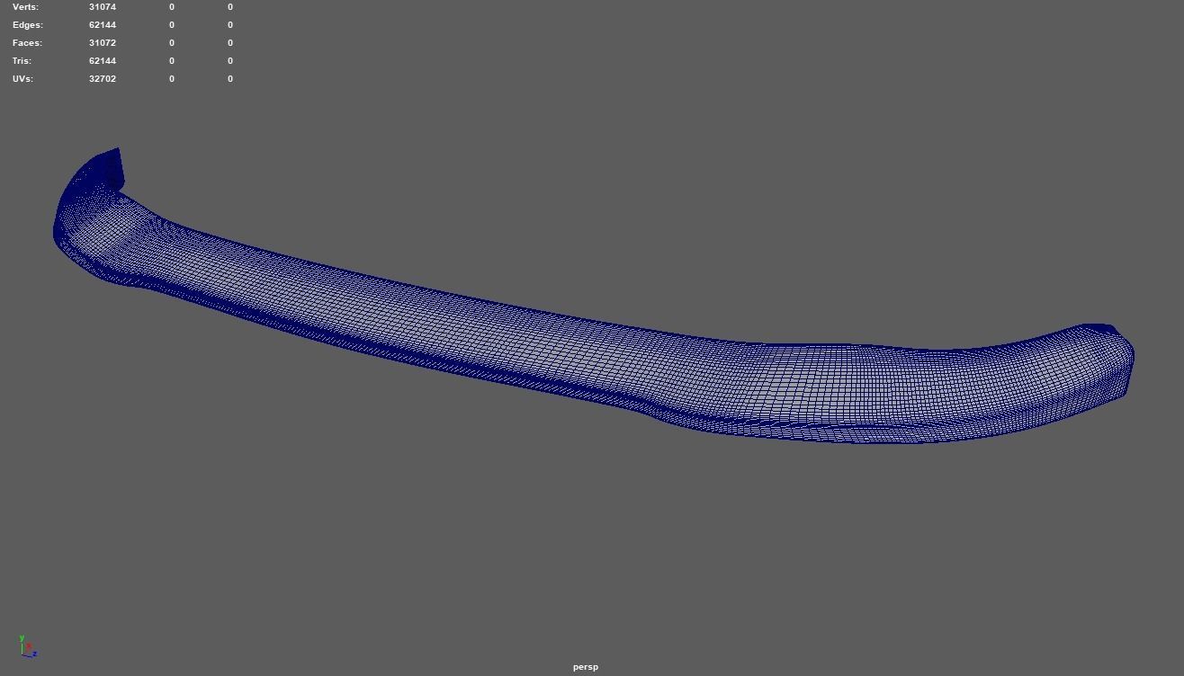 Front Bumper Lip Car 02 Low-poly 3D model_7