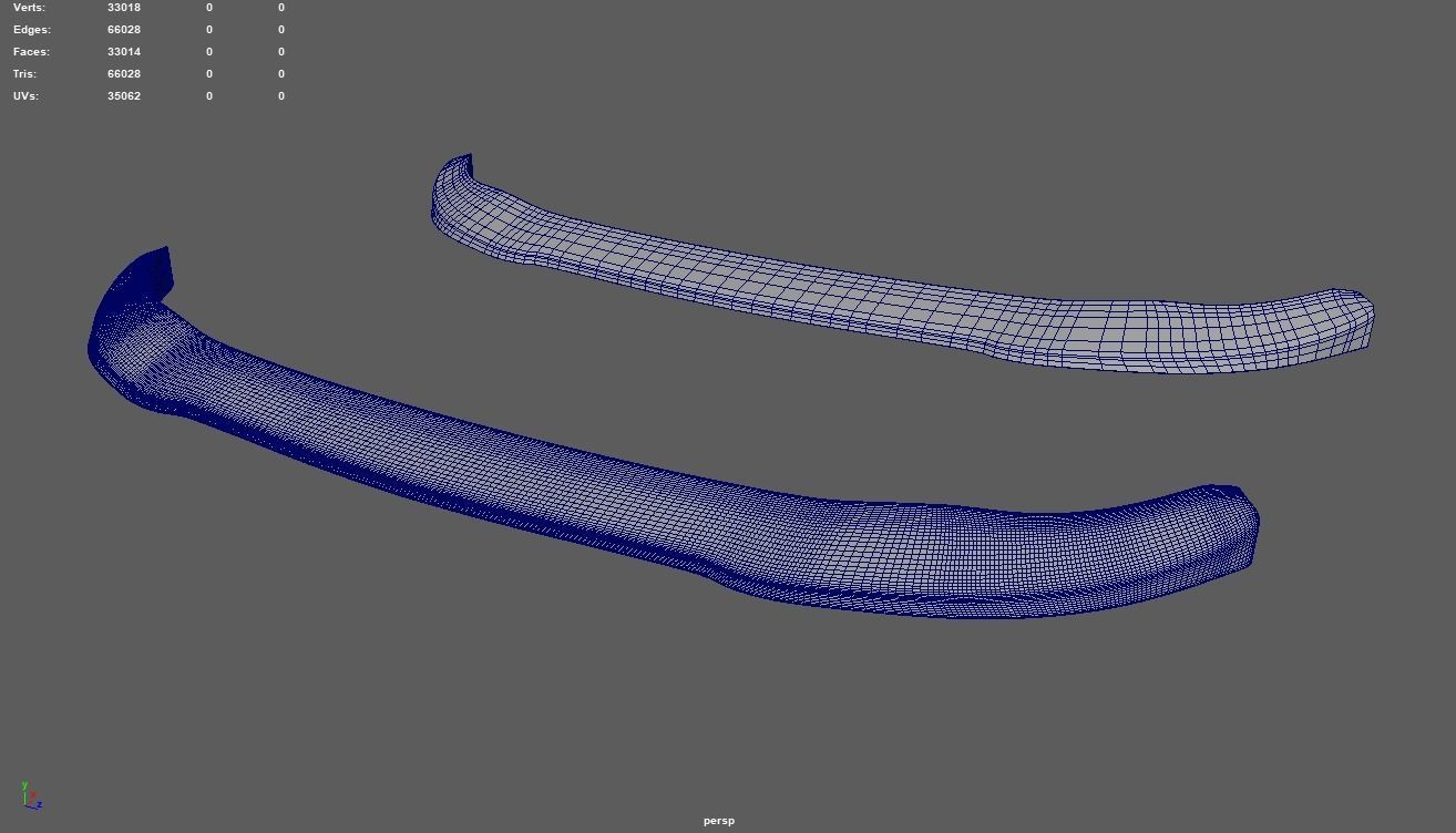 Front Bumper Lip Car 02 Low-poly 3D model_6