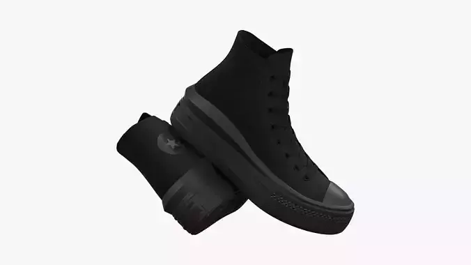 Chuck Taylor All Star Move Platform High Top Mono Black 3D model