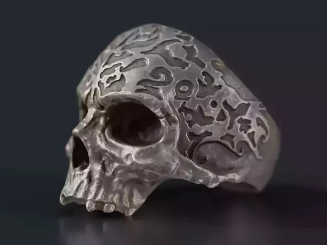 Patterned Skull Ring
