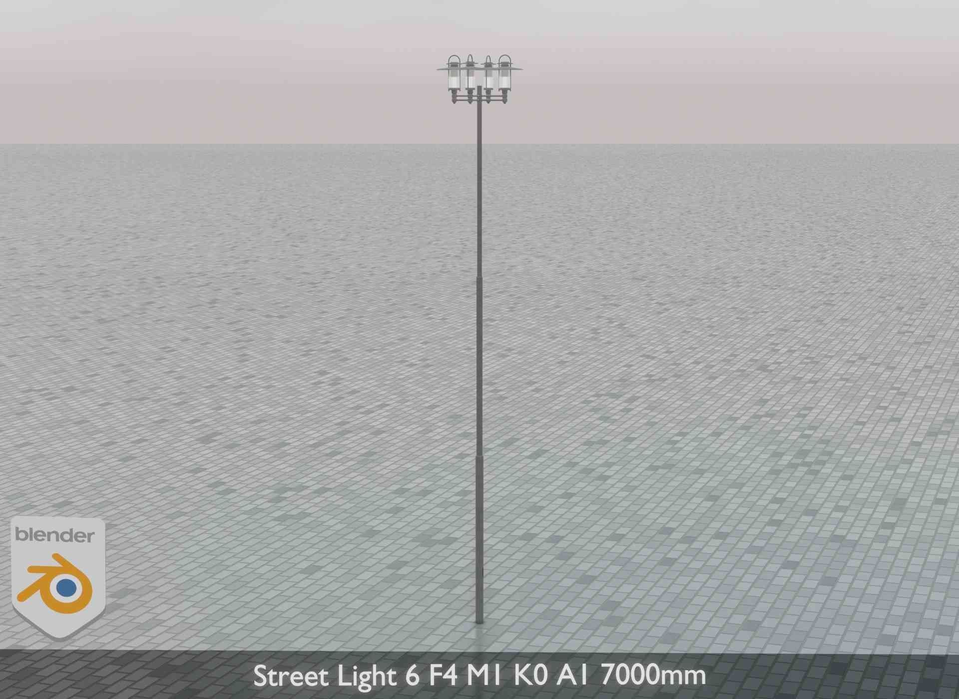 Street Light 6 F4 M1 K0 A1 7000mm Low-poly 3D model_36